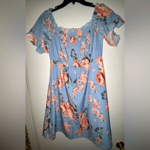 NWOT, light blue floral dress.
